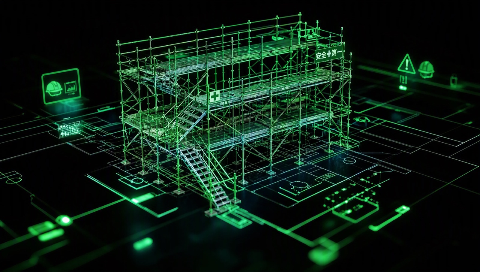 3DCADで作成した足場の立体シミュレーション図
